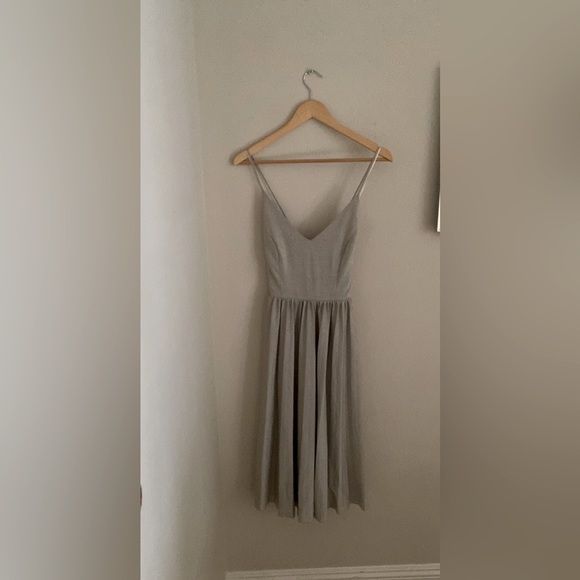 Anthropologie Elevenses Silver Metallic Luna Pleated Dress size 6 dressy - Picture 6 of 14